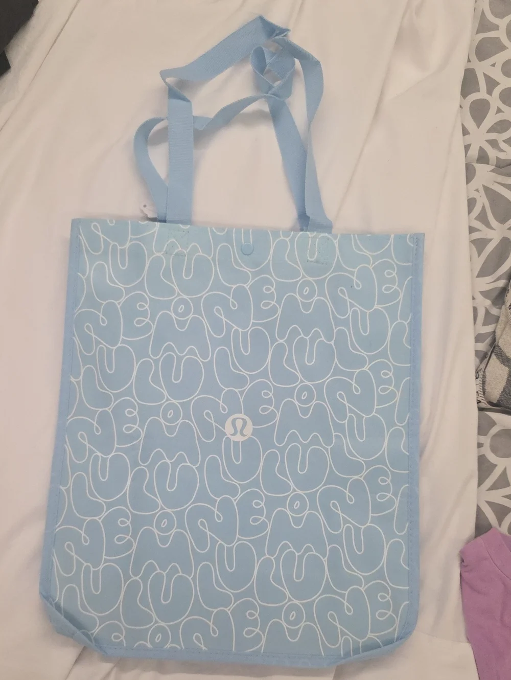 lululemon Large Reusable Shopper Tote Light Blue White Nwot